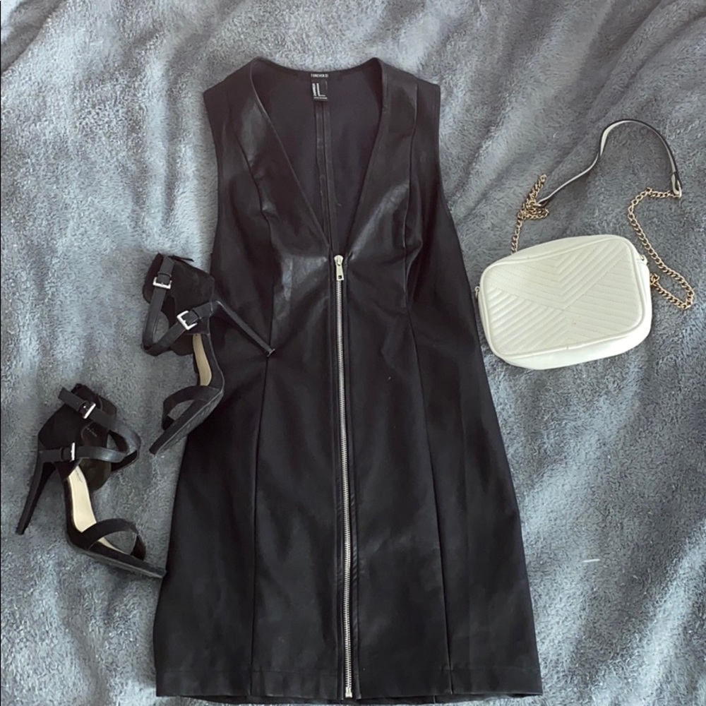 Forever 21 Black Faux Leather Mini Dress